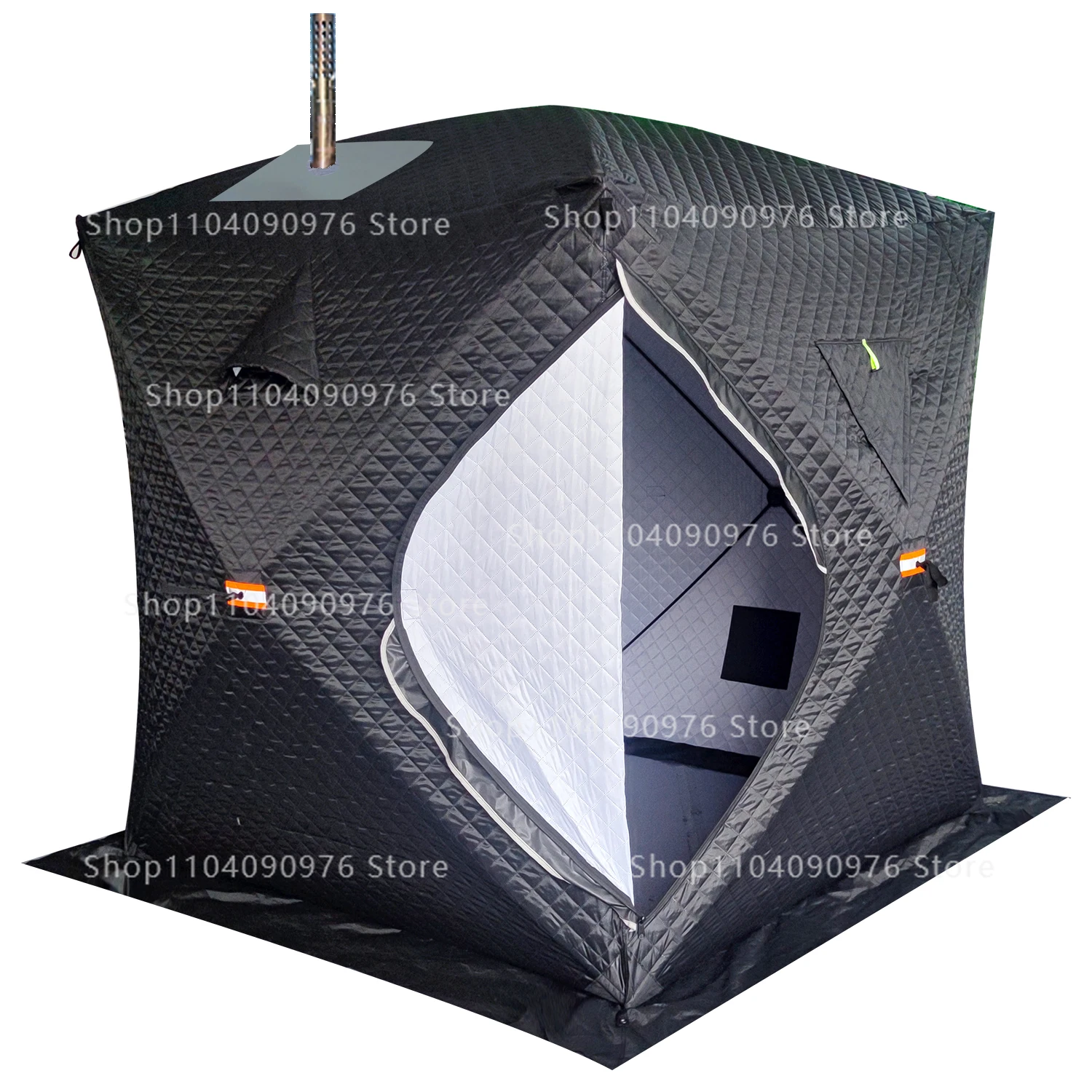 Outdoor 3-4 Person 4 Season Sauna House with Thickened Winter Ice Fishing Tent Large Window/chimney Mouth quick Open Portable