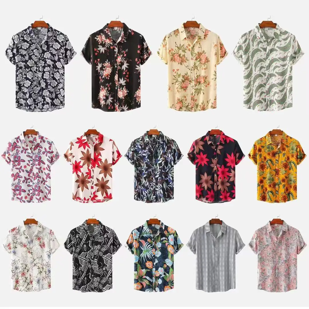 

Men's Floral Print ort Sve irt Summer Ciwalk Cleanfit Sle Stand Version Thiened Cotton Inner Wear for Men