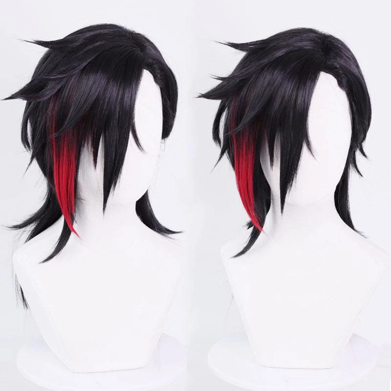 Arcane Season 2 Vi Game Cosplay Wig Vi 30cm Black Hair Tattoo Sticker For Women Men Halloween Carnival Party LOL Role Play Wig