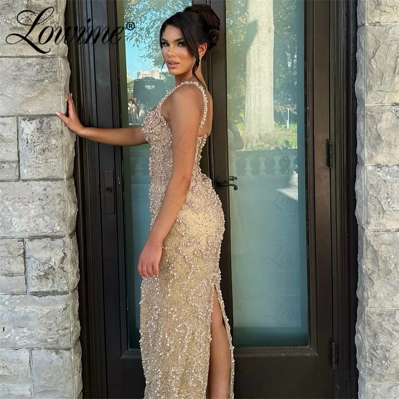 Beaded Aso Ebi Party Dress Pearl Evening Gowns For Women Formal Party Second Reception Birthday Engagement Dress Prom Customized