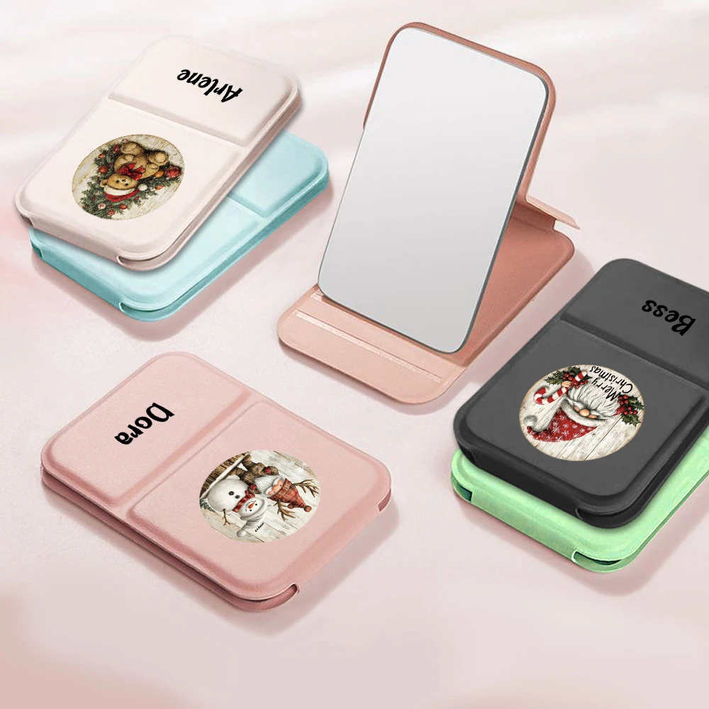 Customizable Travel Flip-Fold Makeup Mirror Foldable and standable Simple and modern folding makeup mirror Qixi gift simple hig