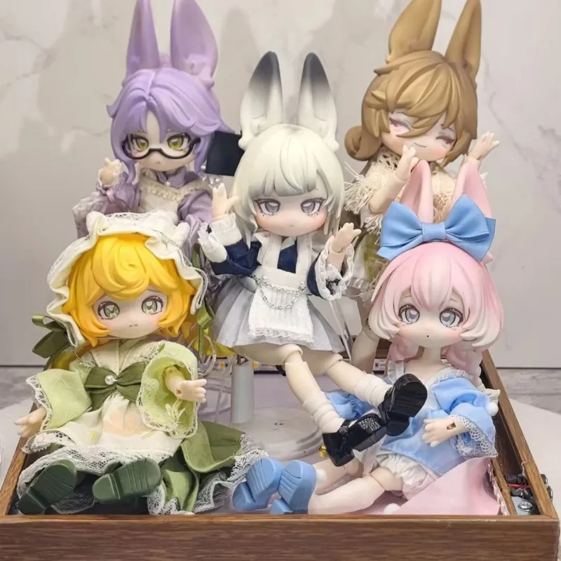 

Новый оригинальный сбор Jumping Moon Time Rabbit Treasure 1/12 Diy Dressing Figurine Bjd Передвижная кукла Орнамент Девушка Слепая коробка Подарок