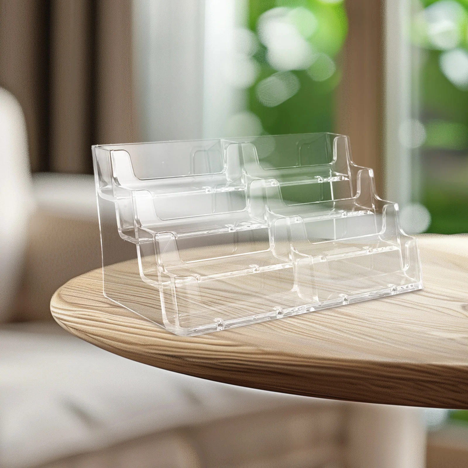 Multi-Layer Acrylic Business Card Holder Transparent Display Rack Office Desk Organizer Business Card Storage Stand for Multiple
