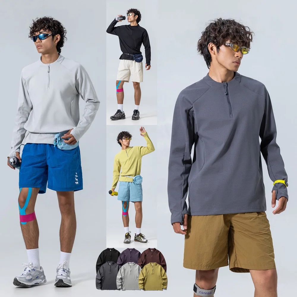 Men Women Outdoor Sport Long Sleeve Loose Casual Lightweight Quick Dry T-shirt Unisex Hiking Camping Track T Shirt Tops