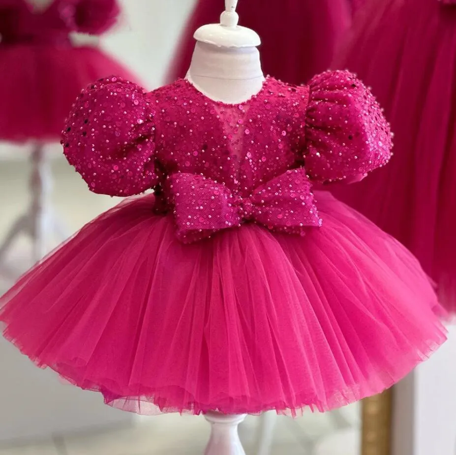 

Puffy Tulle Baby Dress Glitter Flower Girl Dresses Cute Little Princess Dress Girl Wedding Party Dress Kids Birthday Dresses