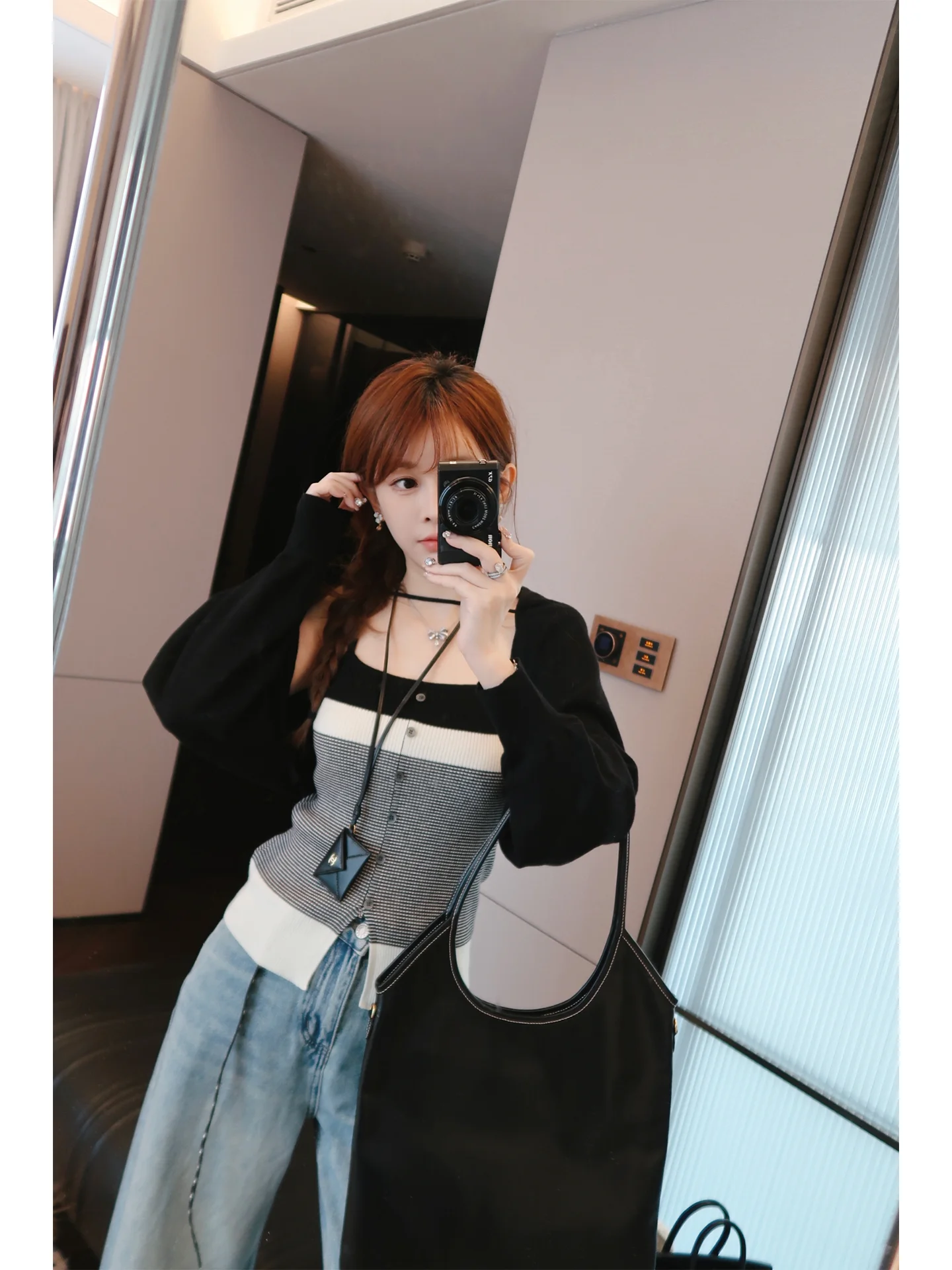 

Ультратонкий вязаный жилет с цветовыми блоками для женщин, летне-осенний универсальный комплект из двух предметов: дышащий, легкий, короткий топ