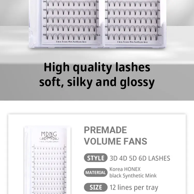 MDNG Eyelashes Premade Wide Fans 3d/4d/5d/6d/ Short Stem J  B C D Volume Professional Eyelash Extensions Faux Mink