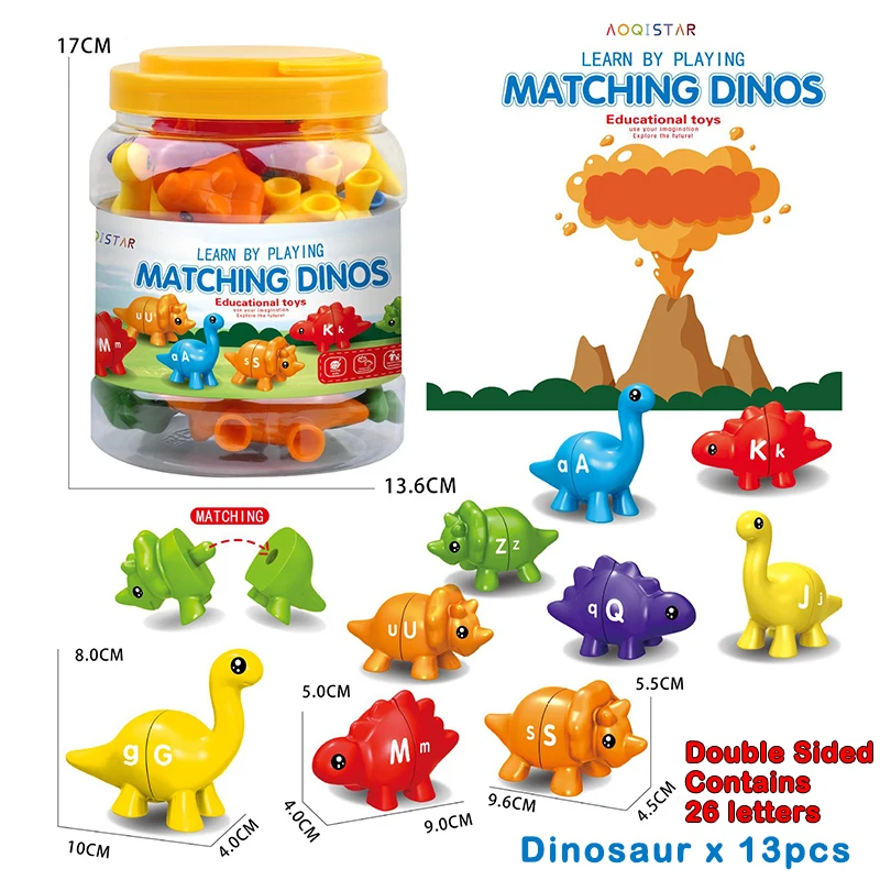 Kinderen Regenboog Bijpassende Dinosaurus Montessori Speelgoed Letter Digitale Kleur Vorm Educatieve Sensorische Sorteerspellen Vroeg Leren Speelgoed