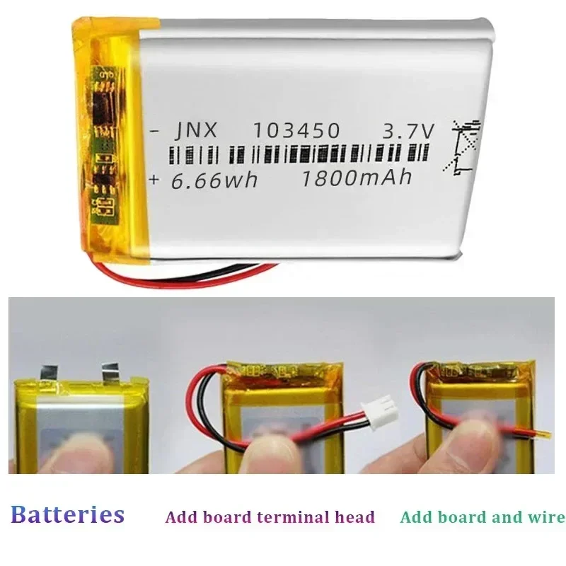 103450 3.7V 1800mAh2000mAhLithium Polymer Rechargeable Battery Jst PH for Camera GPS Navigator MP5Bluetooth Headset аккумулятор