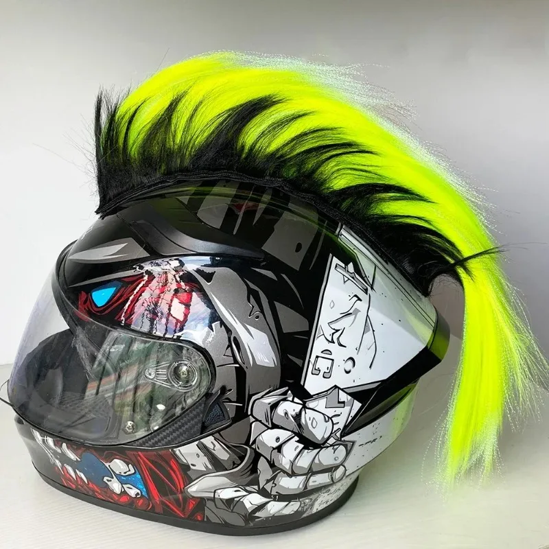 

Mohawk Helmet Wig Motorcycle Helmet Decorations Wigs Cockscomb Motocross Full Face Off Road Helmet Decoration Hair Sticker Paste