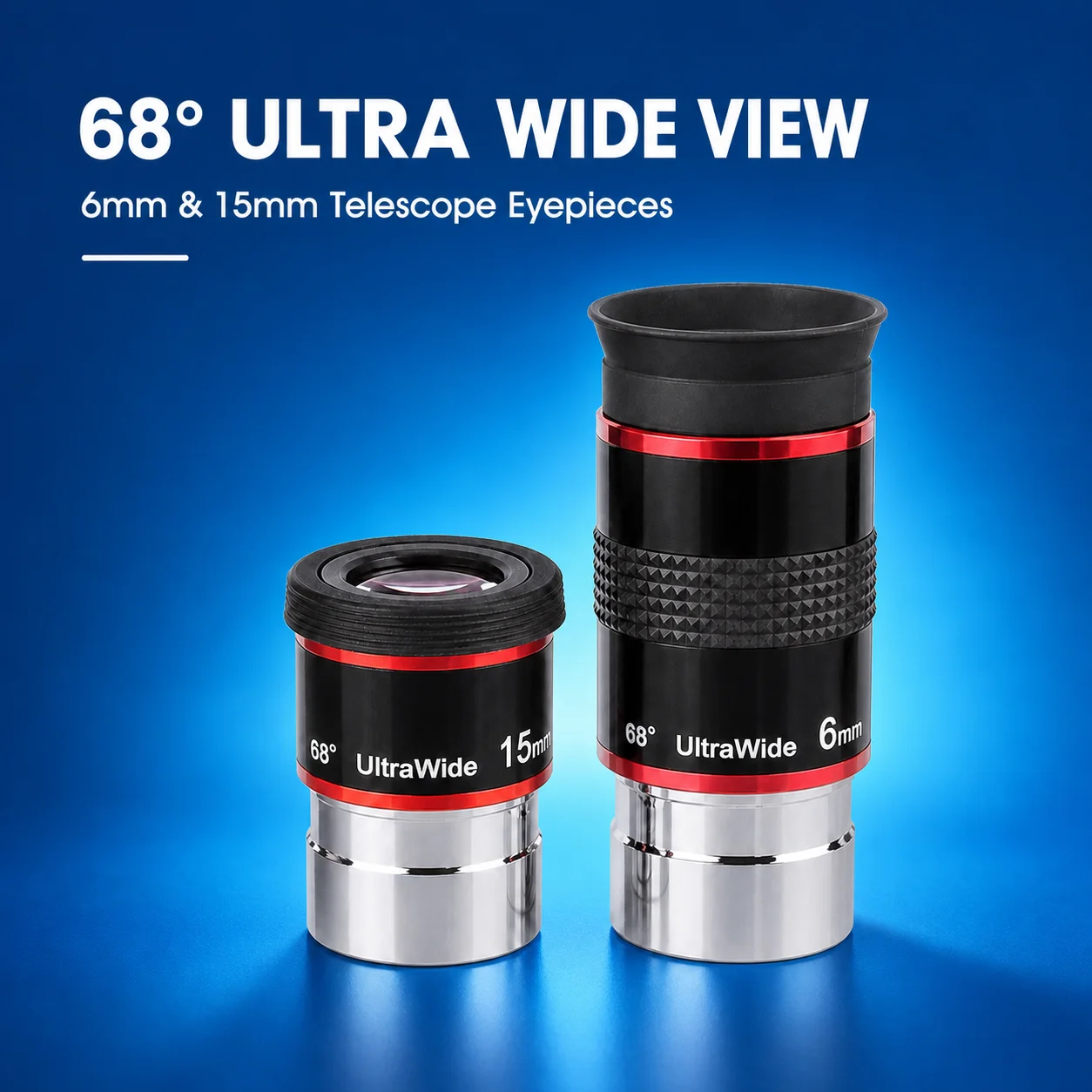 68-Grad-Ultraweitwinkel-Teleskopokular 6mm 15mm Planetenobjektiv für astronomische Teleskope und Monokular-Zubehör – Detail 1