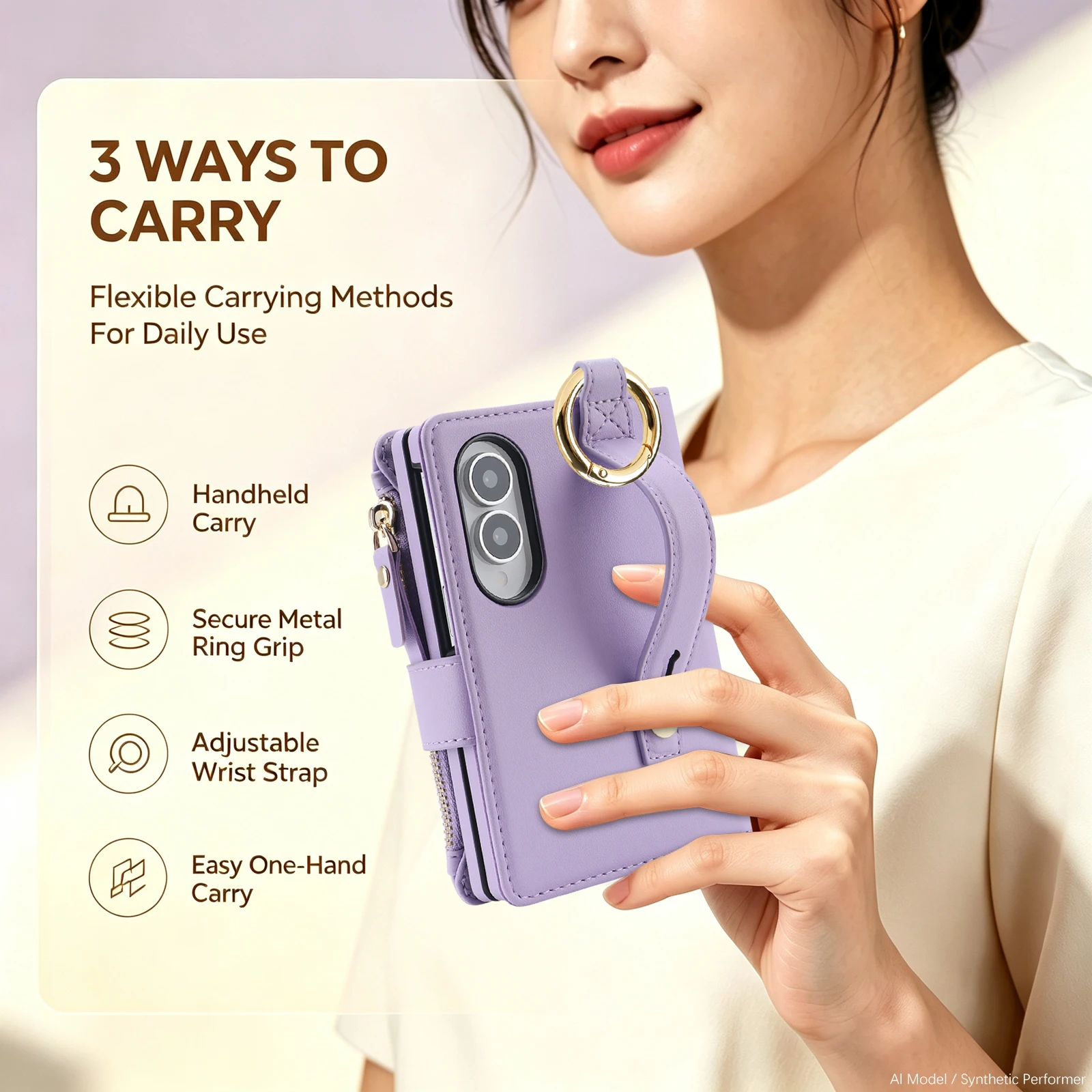 Flip Cards Solt Wallet Ring Holder Bag Leather Case for Samsung Galaxy Z Fold8 Fold 8 Wide Shockproof Book Stand Portable Cover view 5