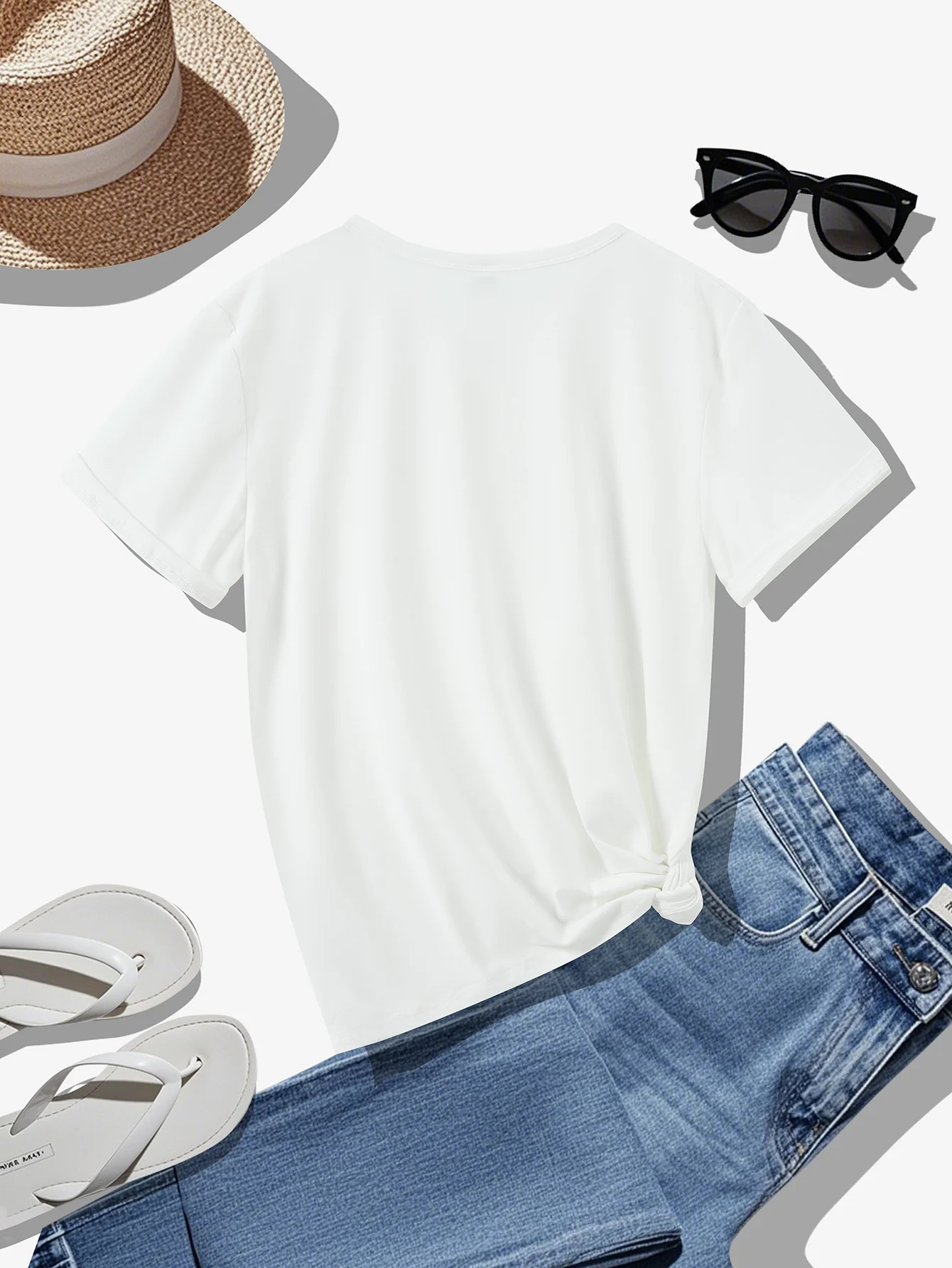 Kaos Kasual Wanita Putih dengan Cetakan Topeng Opera Peking - Desain Seni Tradisional Tiongkok, Leher Bulat Bernapas, Dapat Dicuci dengan Mesin