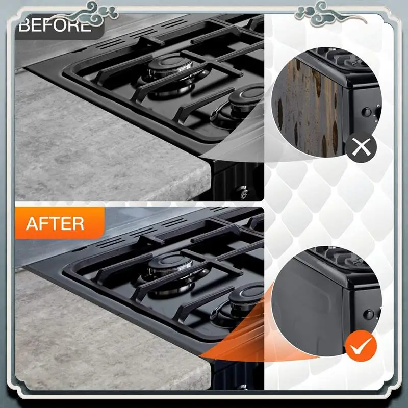 Durable 4 PCS Stainless Steel Stove Gaps Covers  Stove Gaps Filler Range Trim Kit Stove Gaps Guards Heat Easy To Clean 27.5 Inch