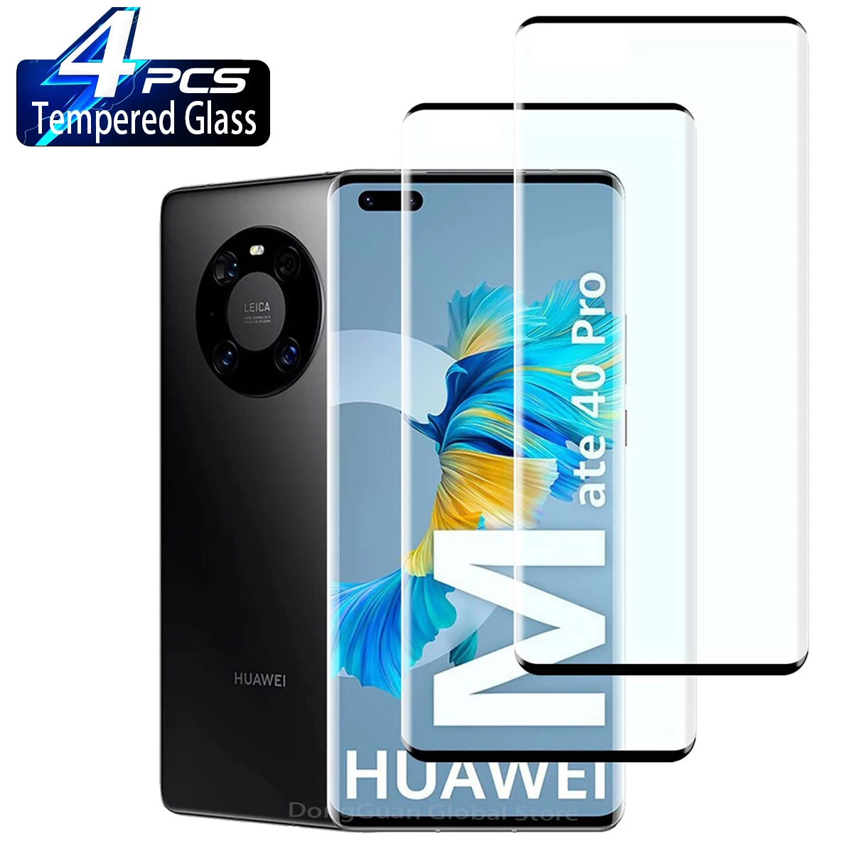 9H Curved Four Sides Glue Tempered Glass For Huawei Mate 40 Pro 2/4PCS HD Screen Protector