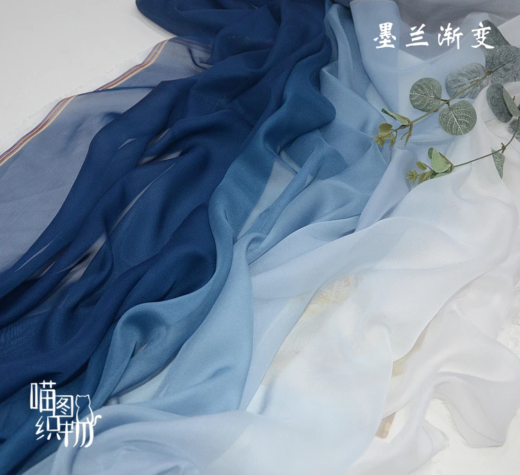 Gradient Printed Chiffon Fabric By The Meter for Wedding Dresses Skirts Shirts Hanfu Sewing Summer Thin Soft Textile Transparent