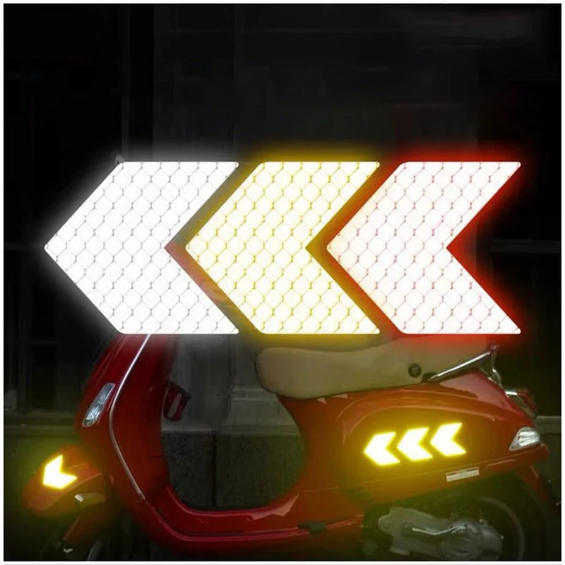 

10 Pcs/Set Reflective Car Sticker Motorcycle Arrow Sign Tape Warning Safety Sticker For Truck Motorbike Scooter Bike Car Styling