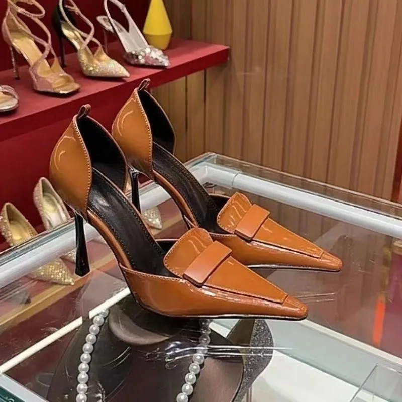 أشار تو الكعب الصنادل حذاء نسائي بكعب عالٍ أحذية الصيف العلامة التجارية 2025 الاتجاه الأحذية الضحلة فستان أنيق مضخات Zapatillas De Mujer #1