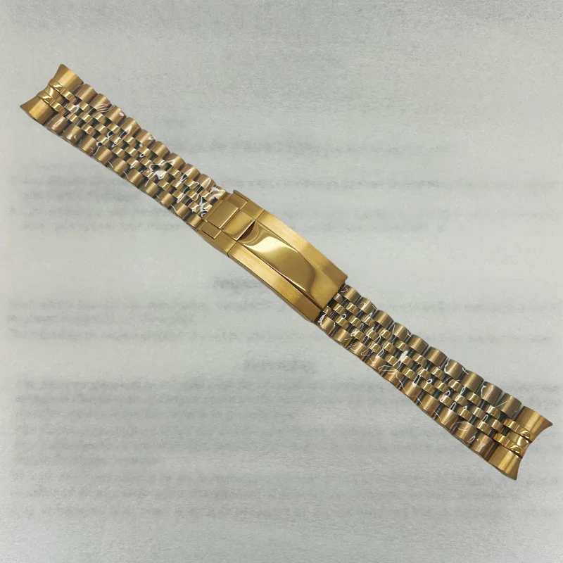 20MM Solid Bracelet 316l Stainless Steel Curved End Solid Five-Bead Glide Lock Clasp Wristband for Oyster Style Submarine GMT image 6