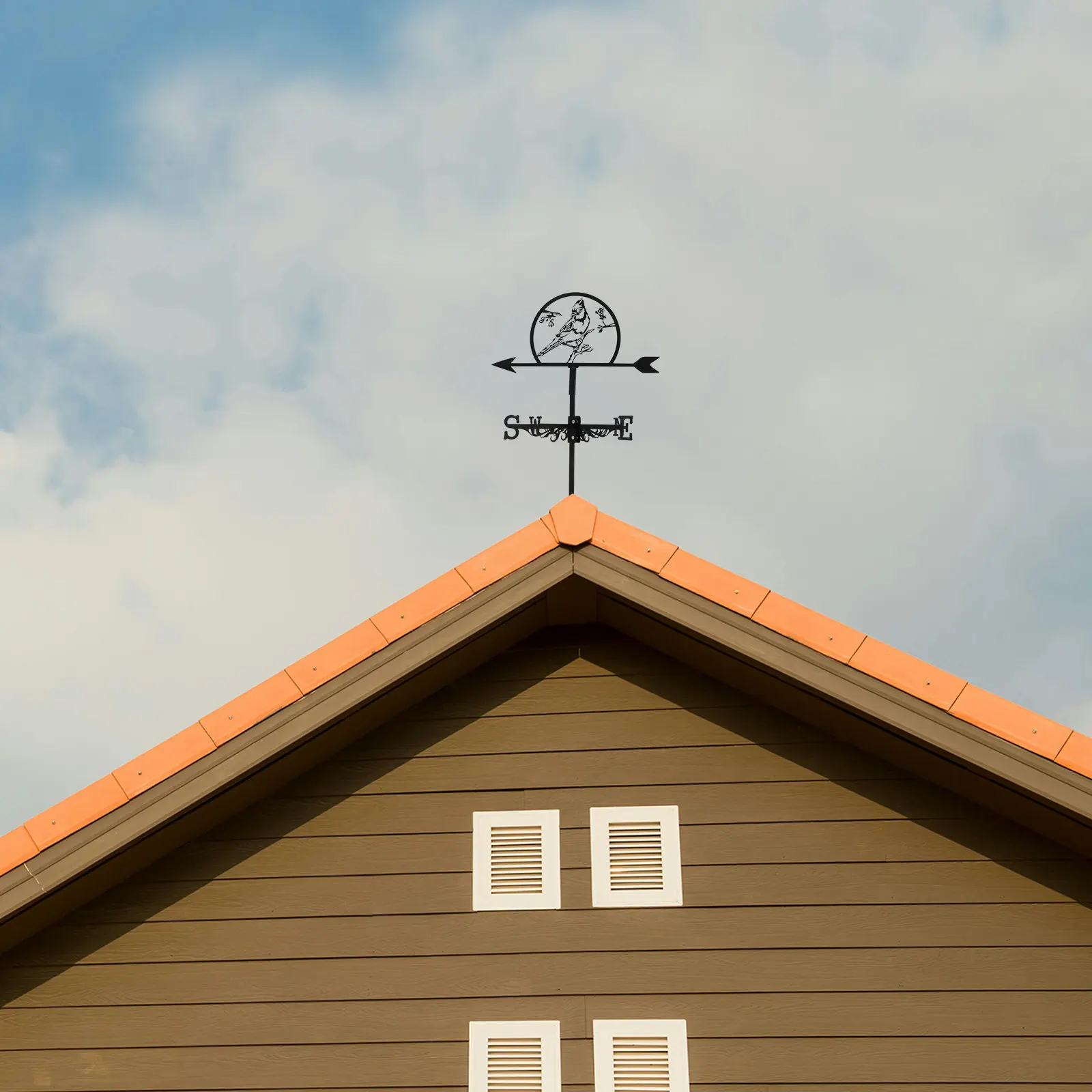 Outdoor Weathervane Wind Direction Indicator Iron Weather Vane for Garden Yard Roof Decor Measuring Tool