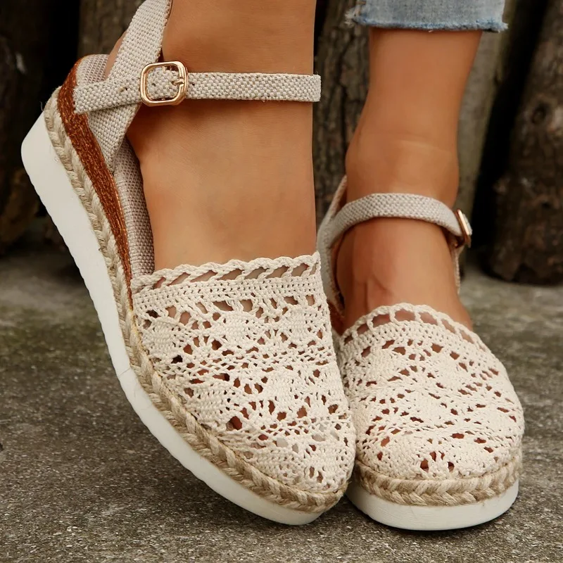 Women Sandals 2024 Summer New Fashion Canvas Wedge Sandals Casual Espadrilles Fashion Platform Woman Sandals Zapatos De Mujer