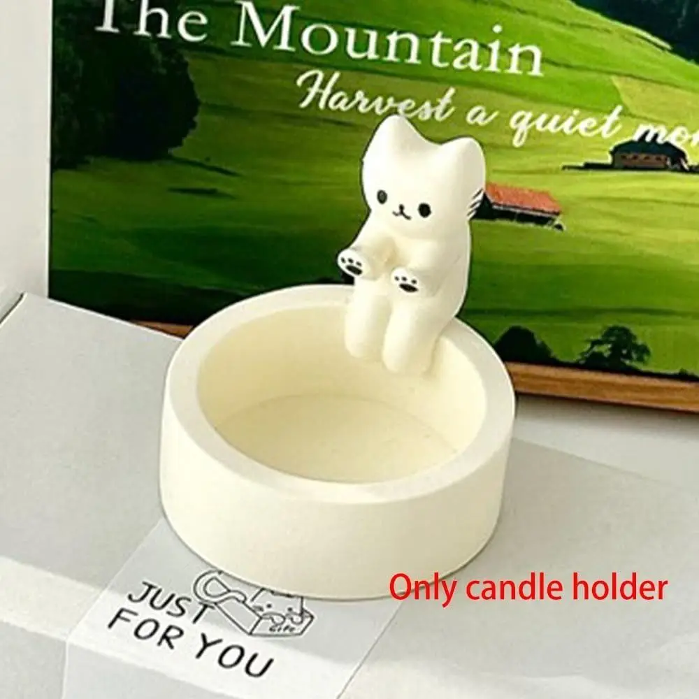 Resin Cartoon Kitten Candle Holder Grilled Cat Candle Holder Warming Its Paws Cat Aromatherapy Candle Holder