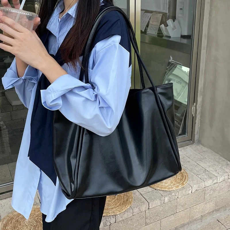 2026 Women New Vintage Shoulder Bags Lady Work Commute Large Capacity Handbag Female Korean Style Street Fashion Tote Bag - view 2