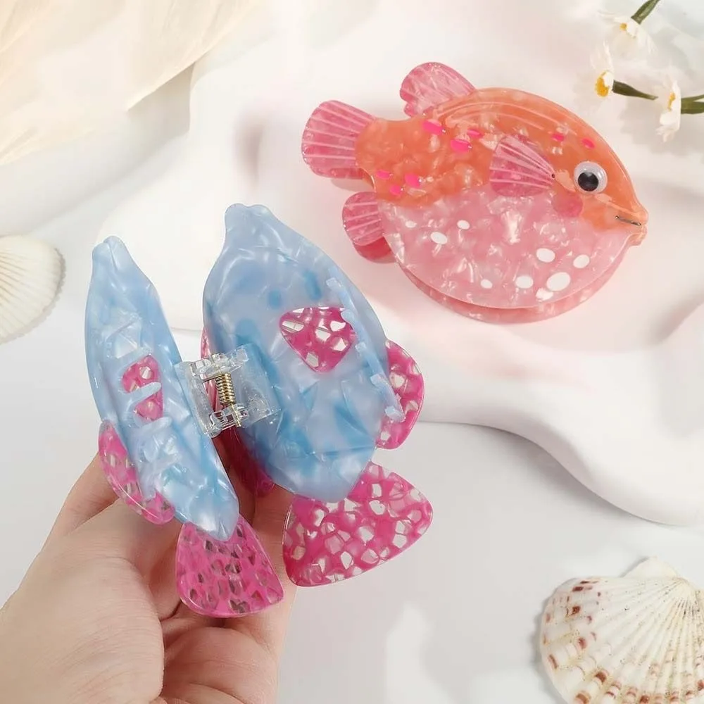 

Hair Accessories Sweet Fish Hair Claw Contrast Color Waterproof Conch Shark Clip Starfish Headwear Acetic Acid Hair Claw Daily