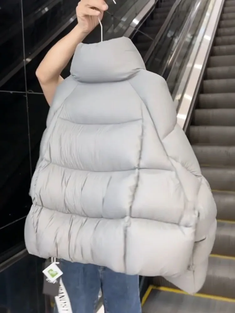 Korean Sle ey ort Thiened Women's down Jaet Winter Warm Outerwear Bread Commute Sle Polyester Fiber