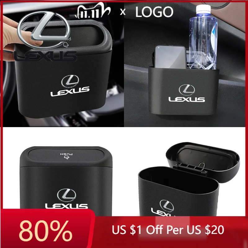 

2026 Hot Interior Stickers Portable Car Trash Can Hanging Organization Storage Box For Lexus F SPORT IS250 IS200 CT200h GS300 LS