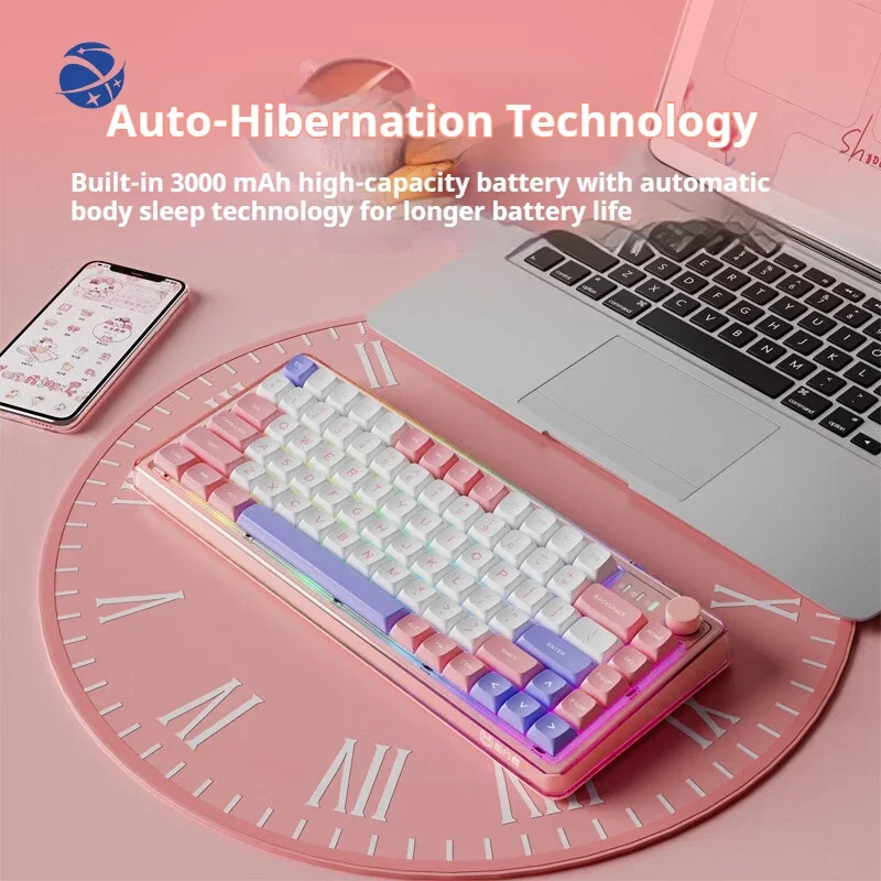 EWEADN V82Pro 75% 82Keys custom keyboard hot swappable Gasket Wireless Wired USB  RGB Backlit gaming mechanical keyboard