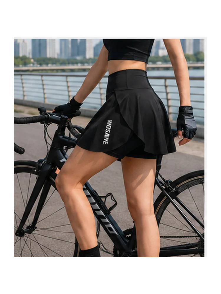 

WOSAWE Women Cycling Skirt Shorts Padded High Waist Breathable Quick Dry Bicycle Skort for Road Bike MTB Summer Riding Wear