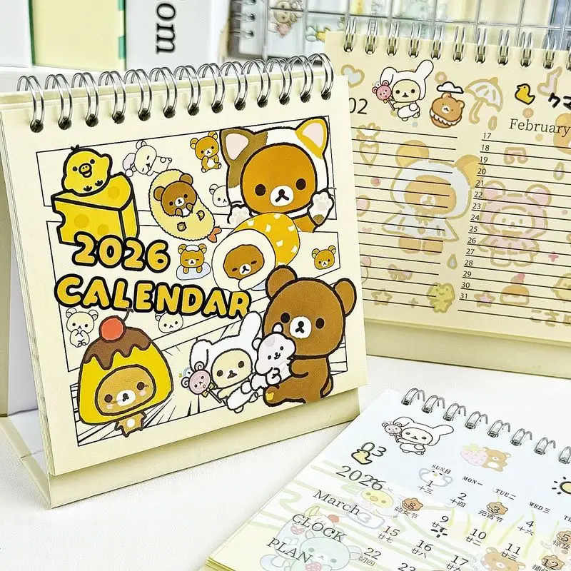 2026 جديد INS Rilakkuma التقويم الهزلي-لطيف الكرتون الكتابة على الجدران مكتب تقويم صغير للمكتب والطلاب هدية السنة الجديدة #2