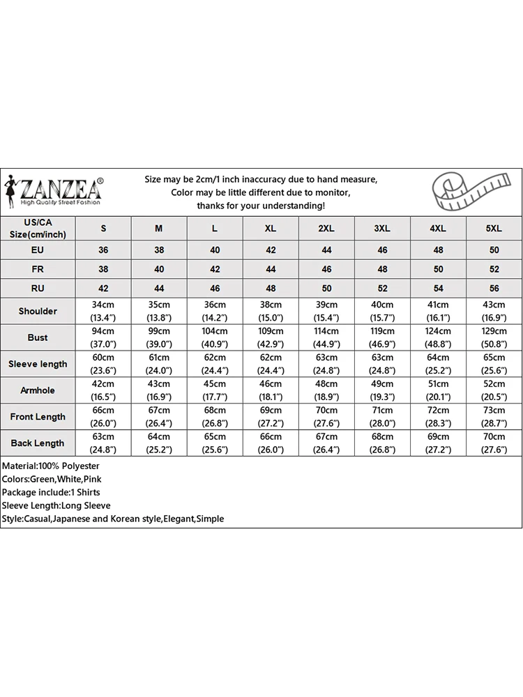 ZANZEA 여성용 긴팔 가디건 블라우스 플리츠, 라운드넥 튜닉 블라우스, 우아한 화이트 셔츠, 한국 랜턴 패션, 2024 용수철