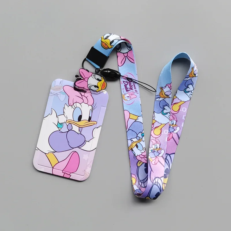 Kawaii Disney Donald Duck Card Holder Anime Student Campus Card Set Hanging Rope Work Card Meal Card Cute Girl Gift