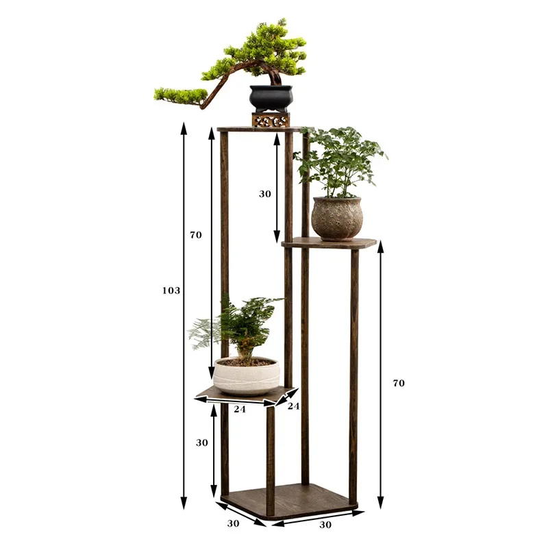 Chinese Walnut Color Flower Storage Shelves4-5 Layer Living Room Plant Pot RackBalcony Nordic Simple Design New Arrivals