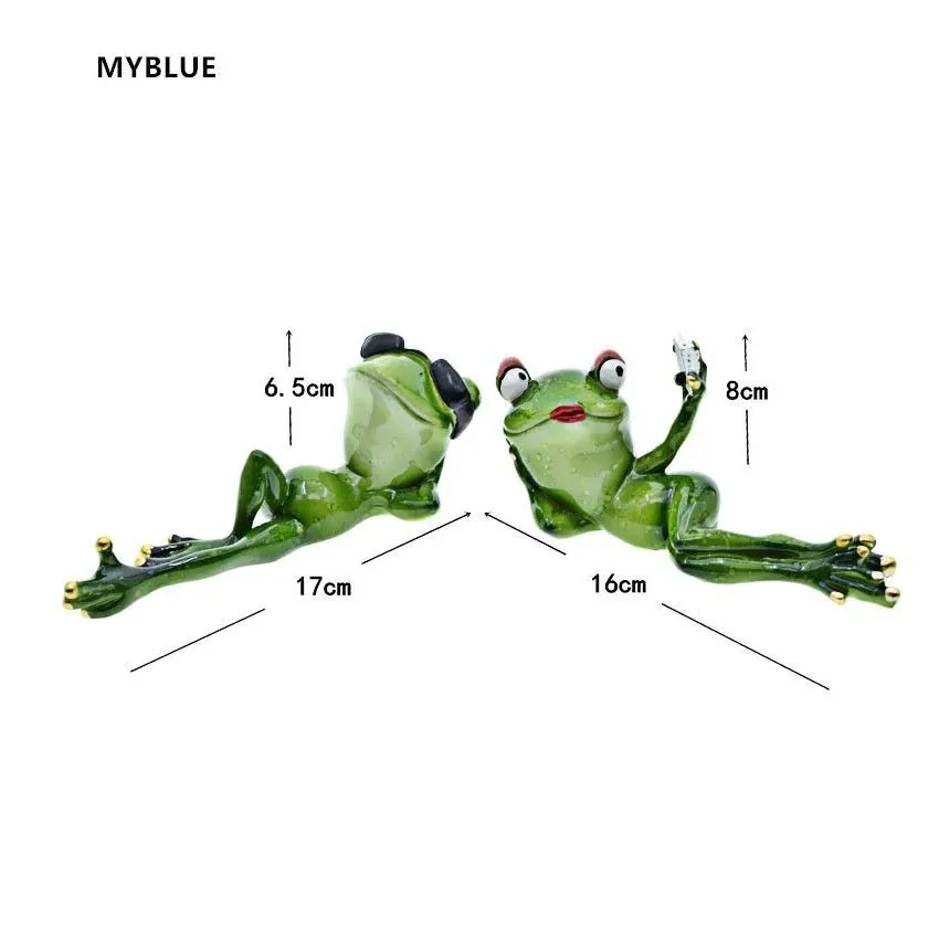 2 pieces Resin Frog Lovers Couple Statue For Home Room Desk And Garden Decoration