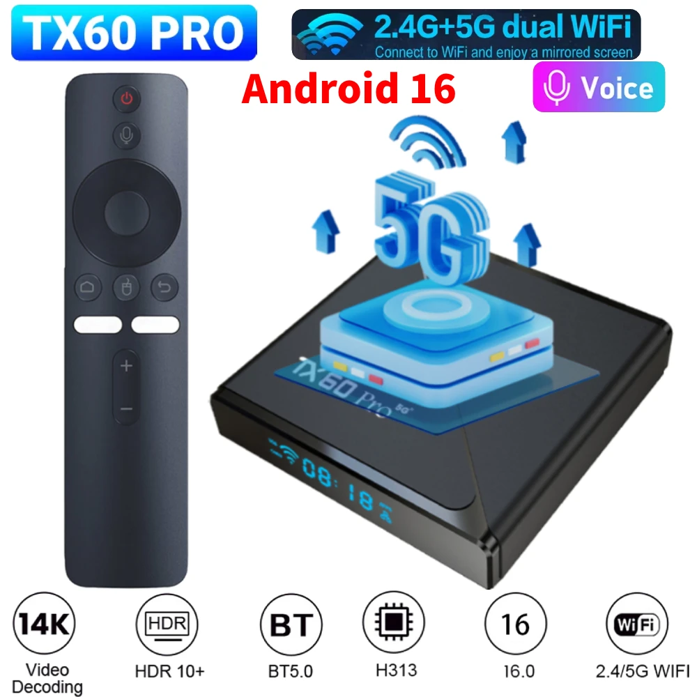 أندرويد 16 صندوق التلفزيون الذكي 16 جيجابايت 256 جيجابايت فك التشفير Allwinner H313 رباعية النواة 14K HD 2.4G/5G المزدوج واي فاي أندرويد صندوق مشغل وسائط الفيديو