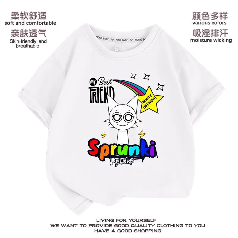 Kawaii Sprunki T-shirt a maniche corte Top stampati Cartoon Moda Abbigliamento per bambini T-shirt Abbigliamento estivo T-shirt casual larghe