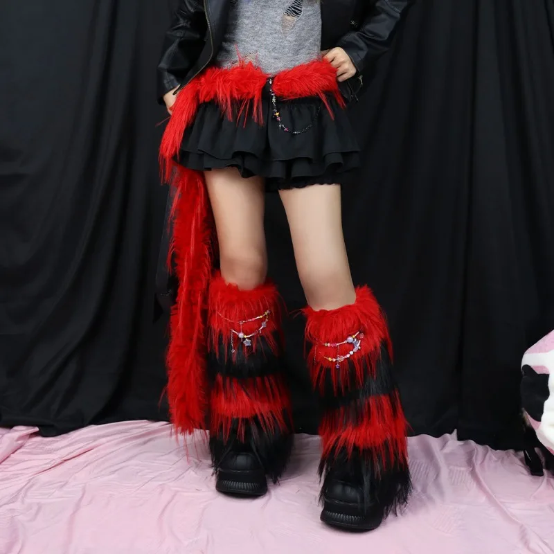 Popular Autumn and Winter Leg Cover Stacking Socks Plush Thickened Warm JK Socks Cover Japanese Spice Girl Belt Accessories