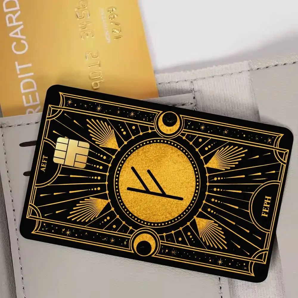 Cosmic Whisper Aett Fehu Bank Credit Cards Bus Pass Stickers Cool Decoration Waterproof 4PCS Card