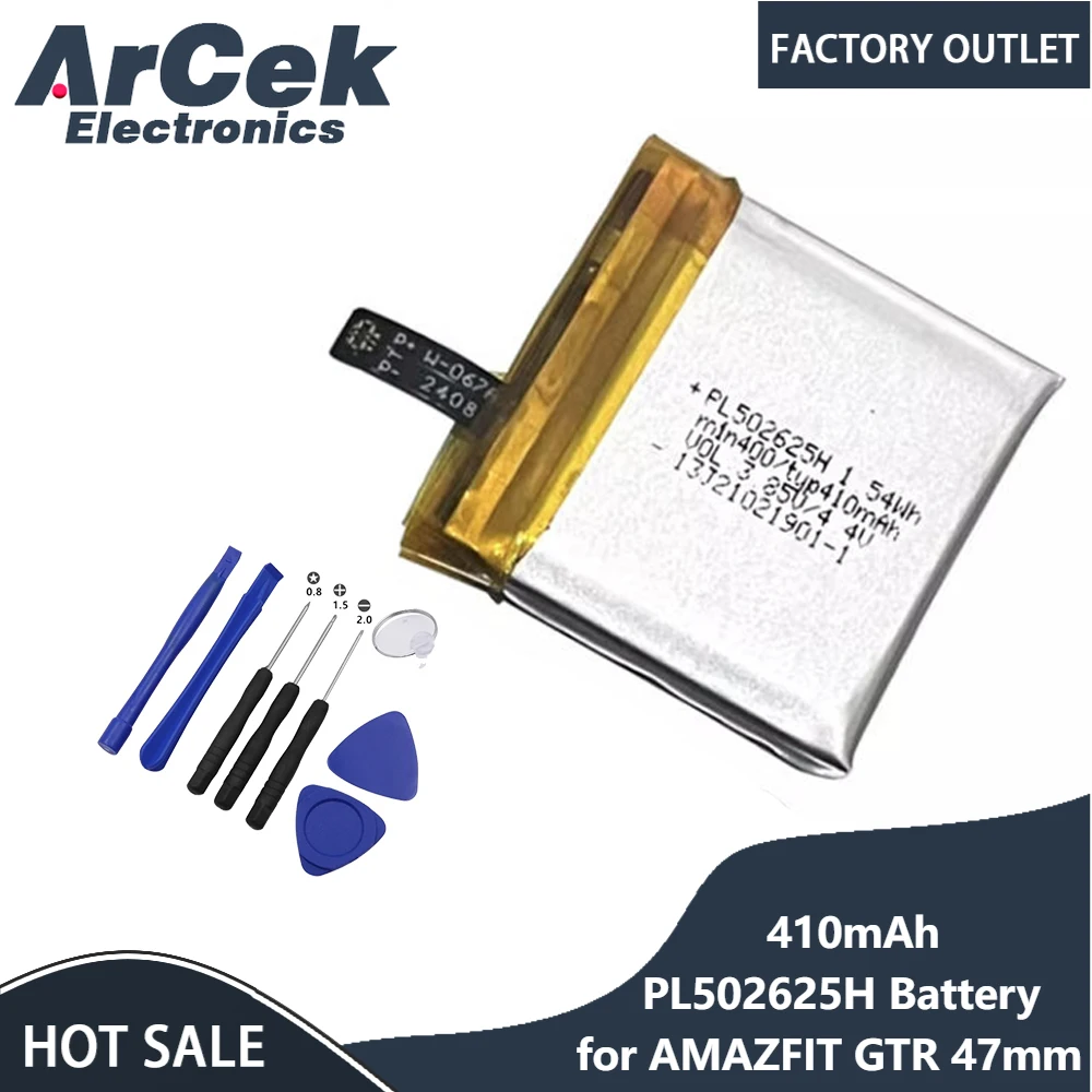 NEW PL502625H Replacement Battery 410mAh for Huami AMAZFIT GTR 47mm Smart Sport Watch Batteries