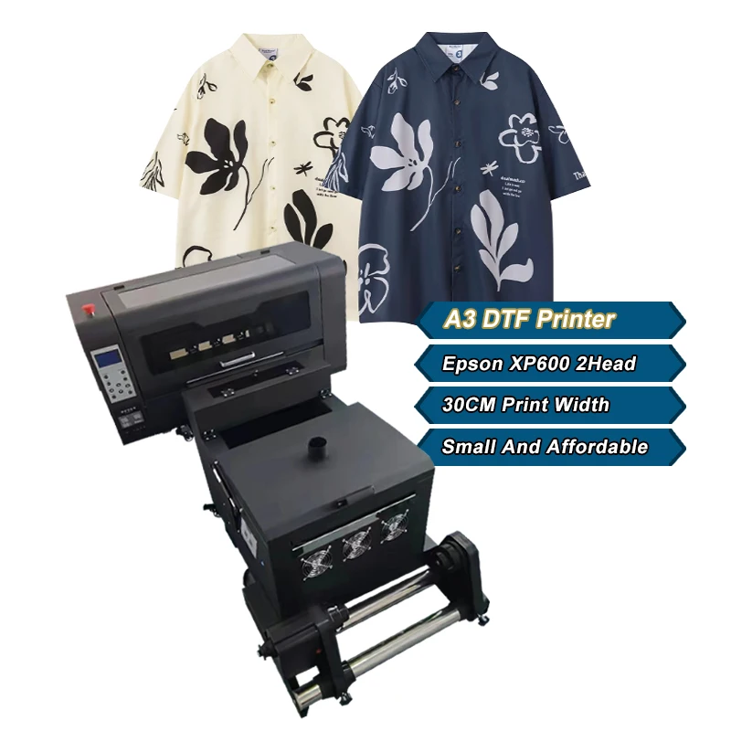 A3 T-shirt Digital Inkjet Printer 2-Head PET Film Multicolor DTF Dual Head XP600 Print Head Plotter DTF Printers Machine