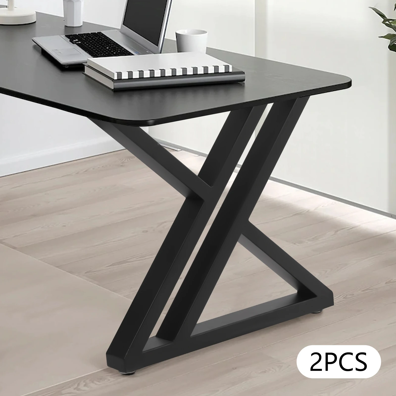 2 Stück X-förmige schwarze 16-Zoll-Vierkantrohr-Möbelbeine, moderne Metall-Couchtischbeine, industrielle, robuste Metall-Schreibtischbeine – Detail 6