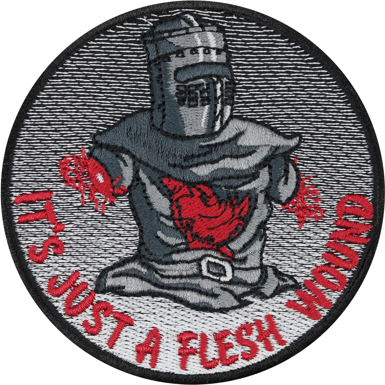 It's Just A Flesh Wound Tactical Patches Black Knight Badge Hook and Loop Military Patch RiderEmblems Embroidery on Clothes