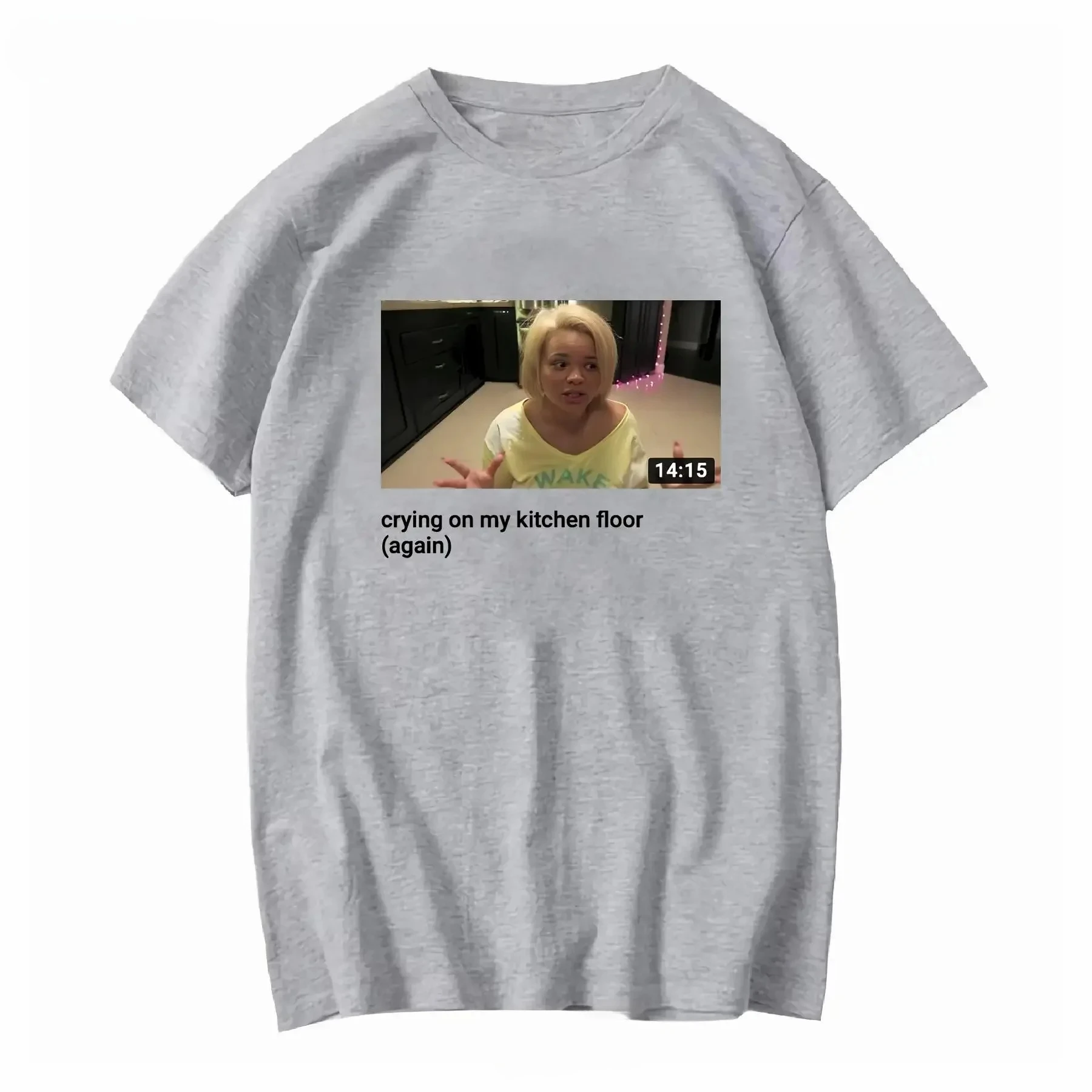 White T shirt iconic Trisha pastas YouTube video crying on kitchen floor long or short sleeves vintage Washed homme