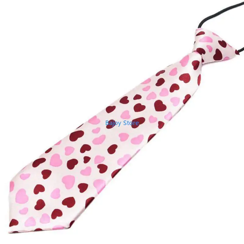 

63HE Pre-Tied Elastic Necktie Rainbow Stripes Leopard Boys Kids Silky Ties Costume