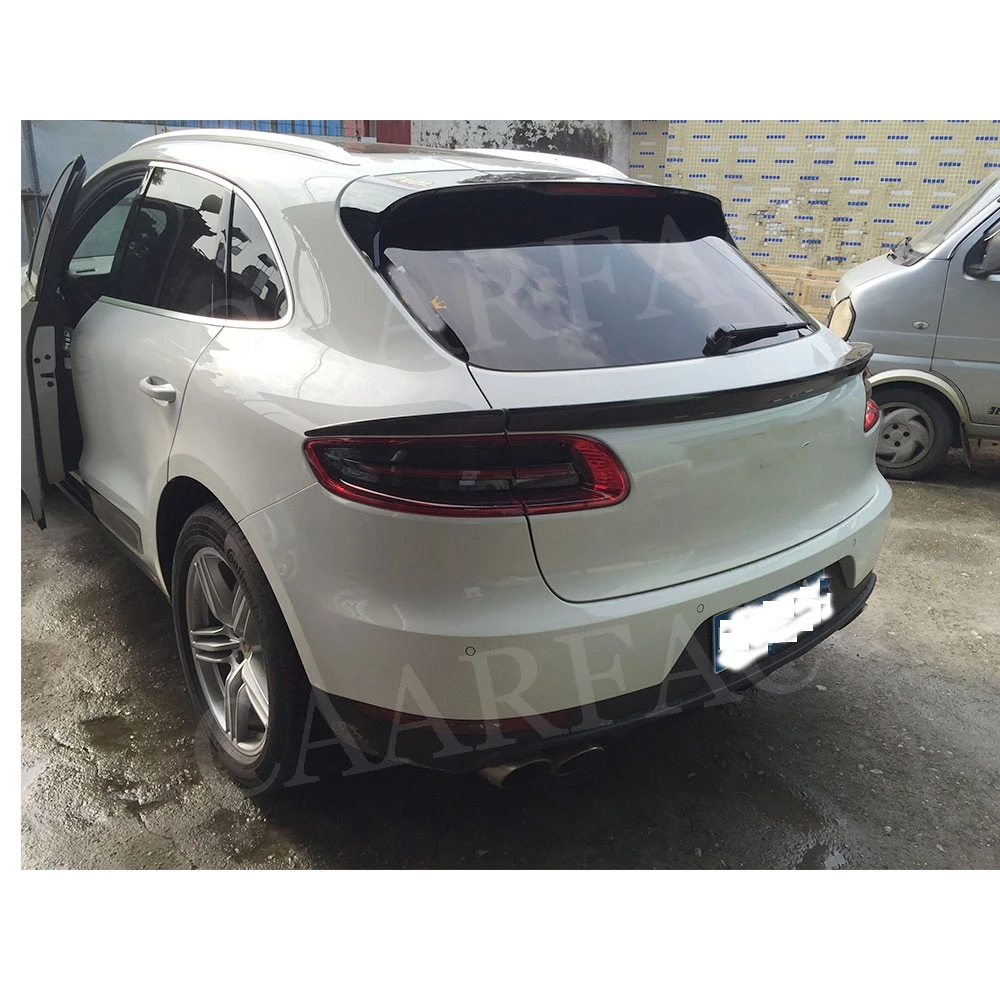 

Средний спойлер заднего багажника из углеродного волокна для Porsche Macan, спойлер 2014-2018 FRP, черный ремень багажника, крылья, 3 шт./компл.
