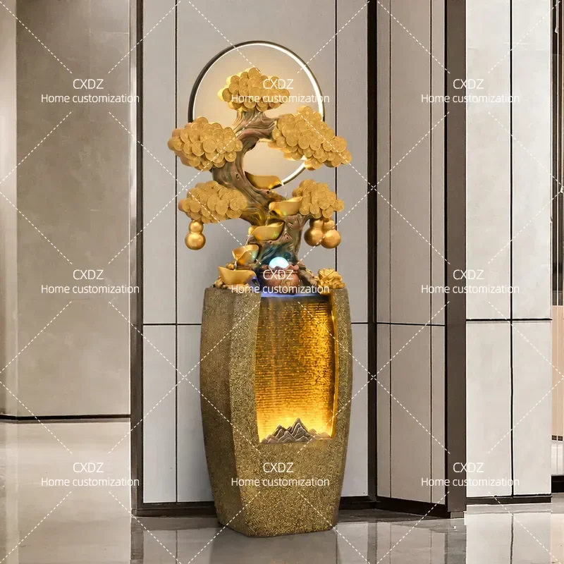 Lucky Water Fountain Ornament for Living Room Office Desktop Circulating Water Feature Housewarming Opening Gift Company