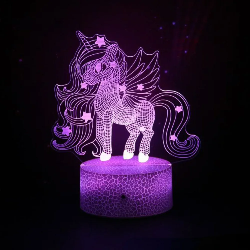 3D Unicorn Lamp Led Night Light for Girls Room Decor Color Changing USB Table Bedside Lamp Birthday Christmas Gift for Kids